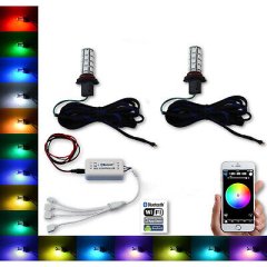 9006 27 SMD RGB Multi-Color Changing Shift Led Fog Light Bulb Bluetooth Pair