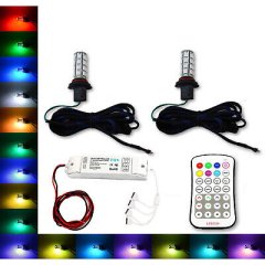 9006 27 SMD RGB Multi-Color Changing Shift Led Fog Light DRL Bulb M7 Pair