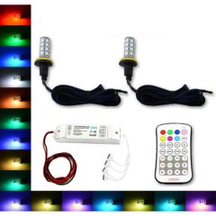 H11 27 SMD RGB Multi-Color Changing Shift Led Fog DRL Light Bulb M7 Pair