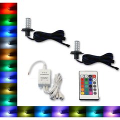 H4 9003 27 SMD RGB Multi-Color Changing Shift Led Fog DRL Light Bulb IR Pair