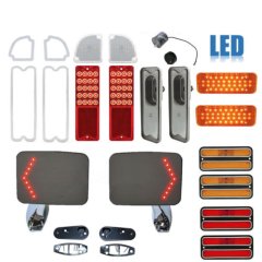 71-72 Chevy & GMC Truck LED SEQUENTIAL Red & Amber Lenses w/ Door Mirror Set