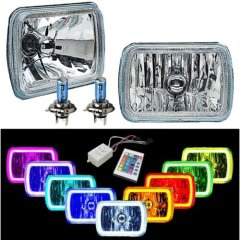 7x6" IR RGB COB Color Change White Red Blue Green LED Halo Angel Eye Headlights