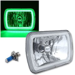 (1) 7X6" Green COB LED Glass/Metal Headlight Halogen Light Bulb Headlamp