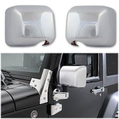 Chrome ABS Side Rear View Door Mirror Cover LH & RH Pair For 07-18 Jeep Wrangler