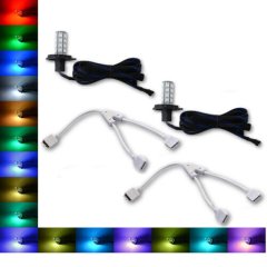 H4 SMD RGB Multi-Color Changing Led Fog Light & Splitter Pair Fits Jeep Wrangler