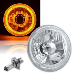 5-3/4 Amber Halo Halogen H4 Bulb Headlight Angel Eye LED Fits: Harley Motorcycle