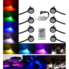 Multi-Color Changing LED Shift RGB SMD Rock Light Set of 8 Fits Jeep Truck SUV