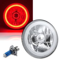 5-3/4" Red COB SMD LED Motorcycle Crystal Clear Halo Headlight Fits: Harley