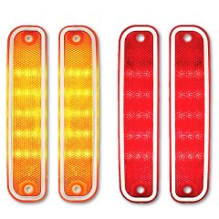 73-80 Chevy GMC Truck Red Amber Side LED Marker Light Lamp Lenses Lens Trim Set