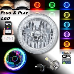 7" Bluetooth RGB SMD Color Chasing Halo Shift Headlight 360° LED Lamp Bulb EACH