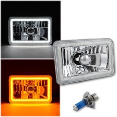 4x6" Switchback LED White DRL Halo / Amber Turn Signal Headlight Headlamp - Each