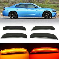 Smoked Front & Rear LED Side Marker Light Lens Set For 2015-2018 Dodge Charger