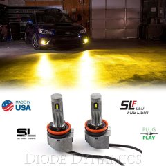 H11 SLF LED Fog Light Lamp Bulb 3000K 780LM Yellow Street Legal Pair