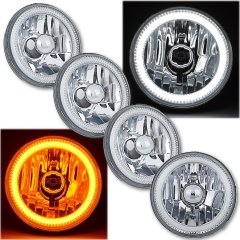 5-3/4" Switchback White LED DRL Angel Eye Halo / Amber Turn Signal Headlight Set