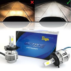 6k 6500k H4 SMD COB 360° LED White Headlight HID Hi/Low Light Bulb Kit Pair 7x6"