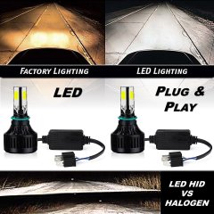 6v 6500k H4 SMD COB 360° 6k LED White Headlight HID Hi/Low Light Bulb Kit Pair