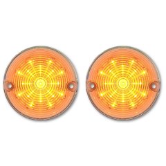 57 1957 Chevy Car Clear LED Park Parking Turn Signal Light Amber Bulb Lens Pair