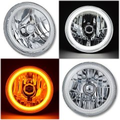 H6024 6014 7" Crystal Switchback White DRL LED Amber Turn Signal Headlights Pair