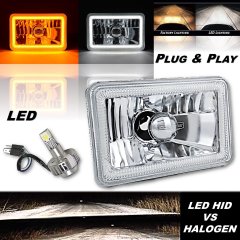 4x6" Switchback White DRL Halo / Amber Turn Signal 6k LED Headlight Lamp - Each