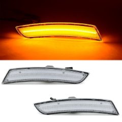 Front Side Amber LED Clear Marker Light Lens Pair Fits: 15-19 Cadillac CTS / ATS