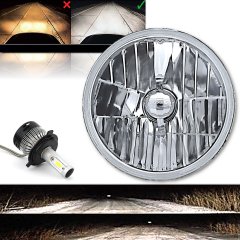 7" H6006/6006 Crystal Glass/Metal Headlight 6V 6-Volt 26/40w LED Light Bulb Each