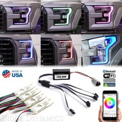 15-17 Ford F-150 RGBW LED Color Changing Headlight Accent Bars w/ Bluetooth Set