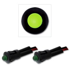 1/4" Green LED Snap-In Dash Switch Indicator Pilot Light Lamp Car Truck Pair