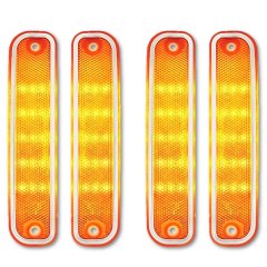 73-80 Chevy GMC Truck Amber Side LED Marker Light Lamp Lens Lenses & Chrome Set