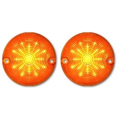 57 1957 Chevy Car Amber LED Park Parking Turn Signal Light Lamp Bulb Lenses Pair