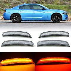 Clear Front & Rear LED Side Marker Light Lens Set For 2015-2018 Dodge Charger