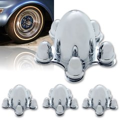 5" on 5" Spider Die Cast Steel Chrome Hub Cap Hubcaps Wheel Trim Covers Set of 4