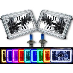 4X6" Color Change RGB SMD LED Halo Angel Eye Headlight Halogen Light Bulbs Pair