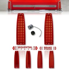 LED Sequential One Piece Tail Lamp Lenses Flasher Pair Fits 66 67 Chevy II Nova
