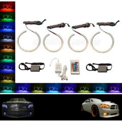 Multi-Color Changing LED RGB Headlight Halo Ring Set For 2005-10 Dodge Charger