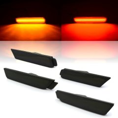 Smoked Red Amber LED Side Marker Light Lens Set For 2010-2015 Chevrolet Camaro