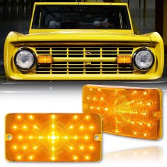 Amber Front LED Park Turn Signal Light Lamp Lens PAIR Fits 1969-77 Ford Bronco