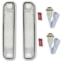 73-80 Chevy Chevrolet GMC Truck Clear Side Marker Light Lens w/ Socket Pair