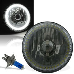 5-3/4" Crystal Smoked Lens White SMD Halo Headlight Halogen 60w Light Bulb EACH