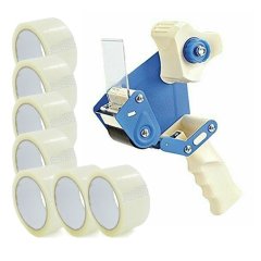 Tape Dispenser Industrial Packing Gun Shipping w/ 6 Rolls 2 Mil 2" x 110yds