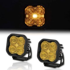 Diode Dynamics Stage Series 3" SAE Fog Yellow Amber LED Aluminum Light Pod Pair
