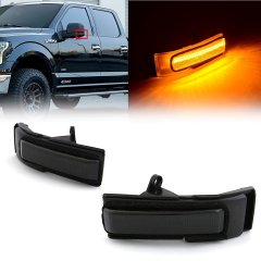 Smoked Amber LED Light Side Mirror Lens Marker Turn Signal For: 15-20 Ford F-150