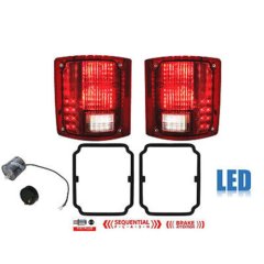 73-91 Chevy GMC Truck LED Sequential Tail Light Lens & Gaskets Pair w/ Flasher