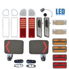 71-72 Chevy & GMC Truck LED SEQUENTIAL Red & Clear Lenses w/ Door Mirror Set