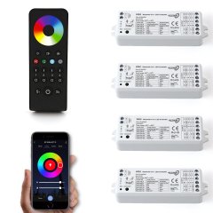 Bluetooth Phone iOS Android RGB LED Color Change Module & 4-Zone Remote Set of 4
