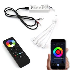 Bluetooth Phone iOS Android RGB LED Color Change Module & 2 Zone Remote Splitter