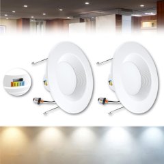 2-Pk 5"/6" Selectable Color 5CCT 2K-5K LED Recessed Retrofit Dimmable Can Light