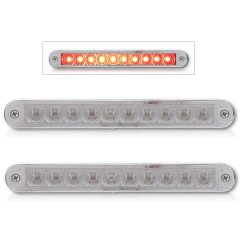 10 Red LED 6-1/2" Flush Mount Turn Tail Brake Light Bar Clear Lens & Bezel Pair