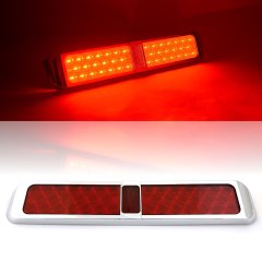 17" LED Tail Light Red Lens Bar & Chrome Bezel Stop/Turn/Tail Lamp Truck Trailer