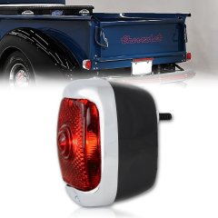 12v LH Red Tail Light Lens & Black  Housing Assembly for 1940-53 Chevy GMC Truck