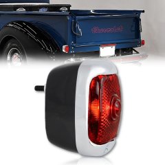 12v RH Red Tail Light Lens & Black  Housing Assembly for 1940-53 Chevy GMC Truck